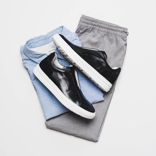 Zelli Italia 65-219-BLK SPETTACOLARE Italian Glove Baby Calf Sneakers, Black