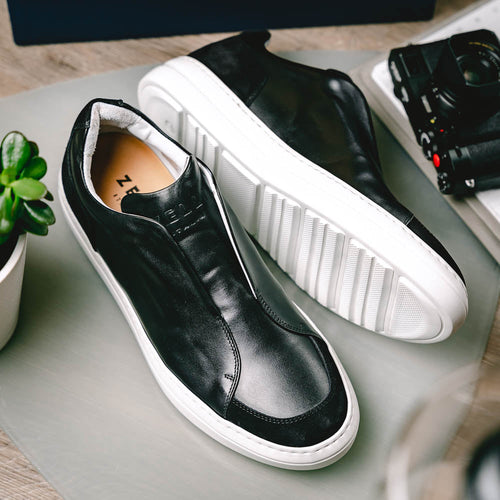 Zelli Italia 65-219-BLK SPETTACOLARE Italian Glove Baby Calf Sneakers, Black