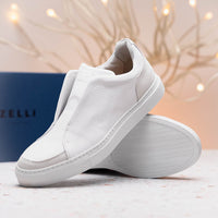 Zelli Italia 65-225-WHT SPETTACOLARE Italian Pebble Grain Calfskin Sneakers White