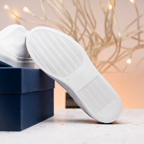 Zelli Italia 65-225-WHT SPETTACOLARE Italian Pebble Grain Calfskin Sneakers White