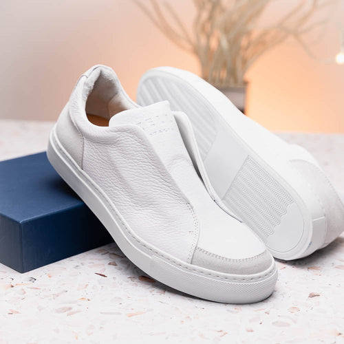 Zelli Italia 65-225-WHT SPETTACOLARE Italian Pebble Grain Calfskin Sneakers White