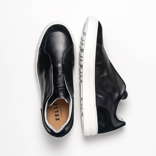 Zelli Italia 65-219-BLK SPETTACOLARE Italian Glove Baby Calf Sneakers, Black