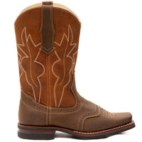 Square Toe Double Stitched Cowboy Boots with perforations Atitlan Leather
