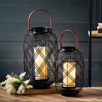 Sullivans 15.25" & 12.25" Moden Black Woven Lantern Set of 2, Metal EasyOptionXY LLC