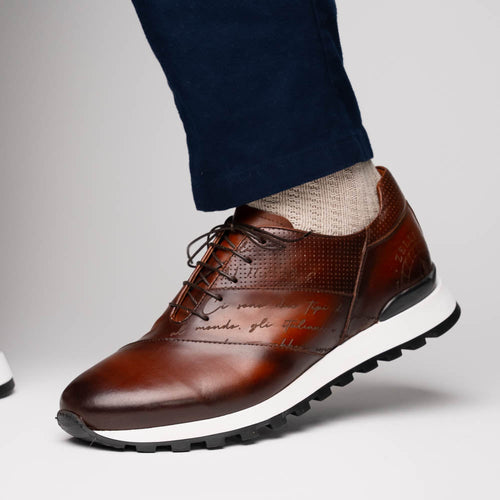 Zelli Italia Zelli Italia 65-395-BRN TESTO Italian Calfskin Sneaker Brown