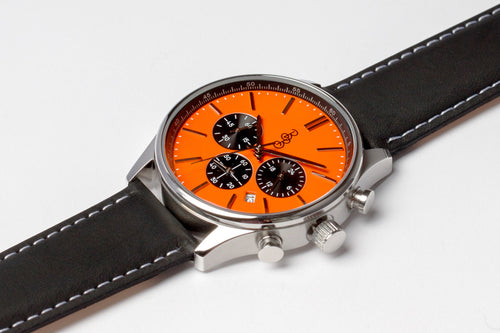 Orange and Black Chronograph The Beyond Boring Watch Company