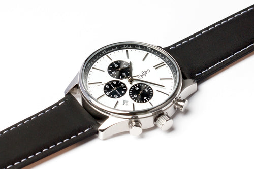 White and Black Chronograph The Beyond Boring Watch Company