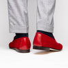 Zelli Italia 16-672-RED Tippa Suede & Calfskin Penny Loafers Red
