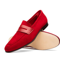 Zelli Italia 16-672-RED Tippa Suede & Calfskin Penny Loafers Red