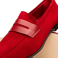 Zelli Italia 16-672-RED Tippa Suede & Calfskin Penny Loafers Red