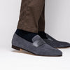 Zelli Italia 16-672-GRY Tippa Suede & Calfskin Penny Loafers Grey