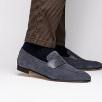 Zelli Italia 16-672-GRY Tippa Suede & Calfskin Penny Loafers Grey
