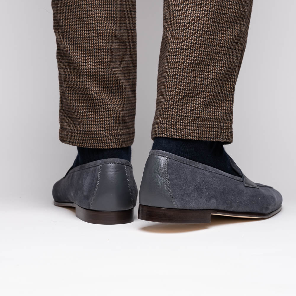 Zelli Italia 16-672-GRY Tippa Suede & Calfskin Penny Loafers Grey