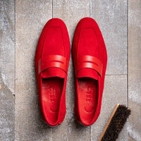 Zelli Italia 16-672-RED Tippa Suede & Calfskin Penny Loafers Red