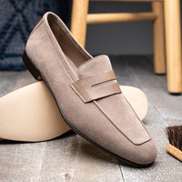 Zelli Italia 16-672-TPE Tippa Suede & Calfskin Penny Loafers Taupe