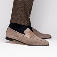 Zelli Italia 16-672-TPE Tippa Suede & Calfskin Penny Loafers Taupe