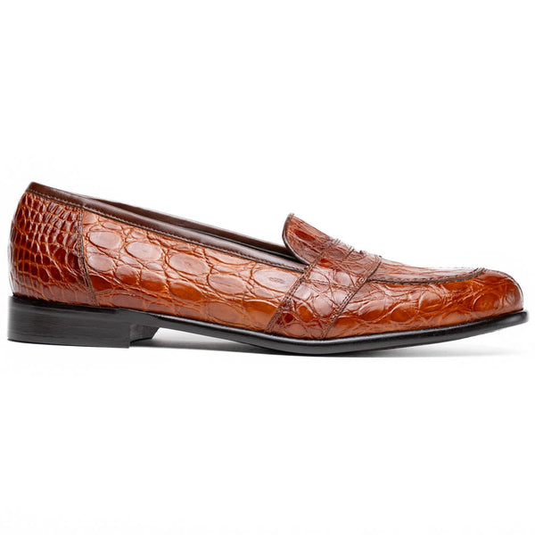 11-119-CGN TUSCANY Crocodile Penny Loafer, Cognac Zelli Italia