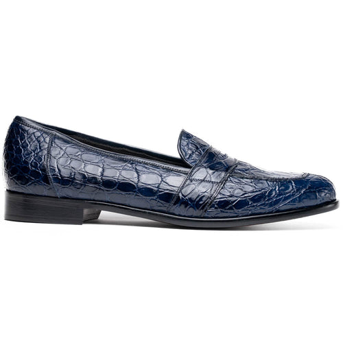 11-119-NVY TUSCANY Crocodile Penny Loafer, Navy Zelli Italia