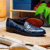 11-119-NVY TUSCANY Crocodile Penny Loafer, Navy Zelli Italia