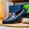 11-119-NVY TUSCANY Crocodile Penny Loafer, Navy Zelli Italia