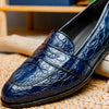 11-119-NVY TUSCANY Crocodile Penny Loafer, Navy Zelli Italia