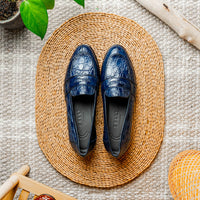 11-119-NVY TUSCANY Crocodile Penny Loafer, Navy Zelli Italia
