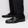 11-119-BKM (BLK) TUSCANY Crocodile Penny Loafer, Black Zelli Italia