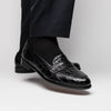 11-119-BKM (BLK) TUSCANY Crocodile Penny Loafer, Black Zelli Italia