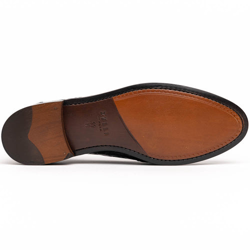 11-119-BKM (BLK) TUSCANY Crocodile Penny Loafer, Black Zelli Italia