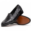 11-119-BKM (BLK) TUSCANY Crocodile Penny Loafer, Black Zelli Italia