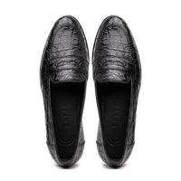11-119-BKM (BLK) TUSCANY Crocodile Penny Loafer, Black Zelli Italia