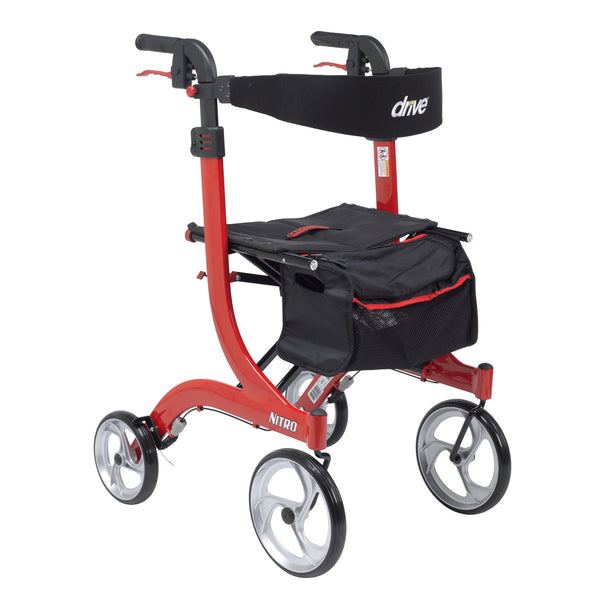 Nitro Euro Style Rollator Rolling Walker, Tall, Red RIO Medical Supplies