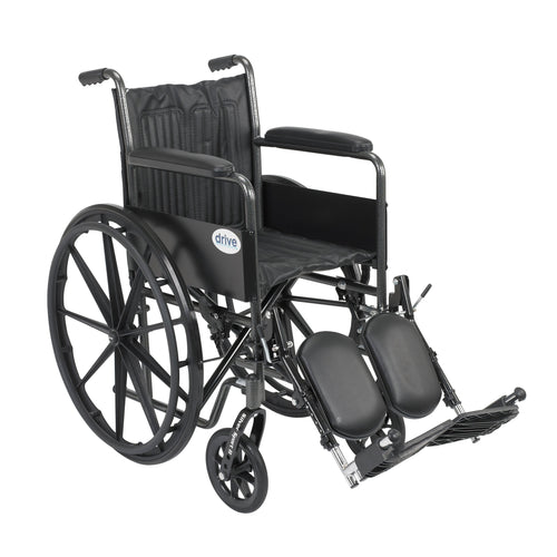 Silver Sport 2 Wheelchair, Non Removable Fixed Arms, Elevating Leg Rests, 18" Seat RIO Medical Supplies