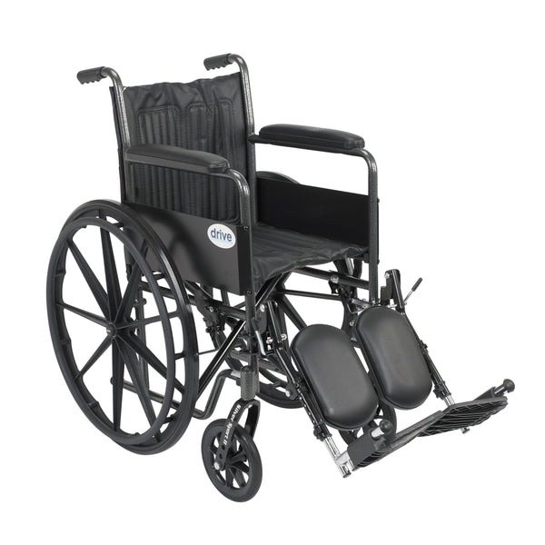 Silver Sport 2 Wheelchair, Non Removable Fixed Arms, Elevating Leg Rests, 18" Seat RIO Medical Supplies