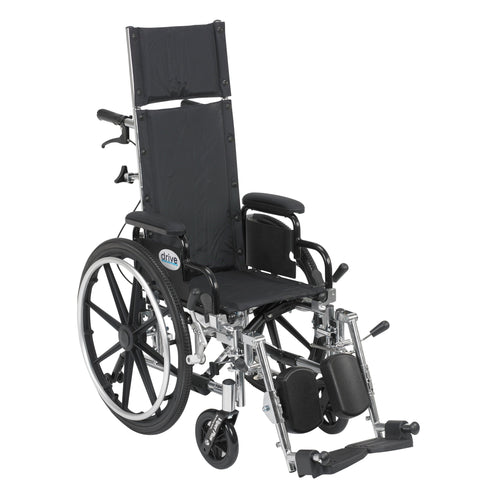Viper Plus Light Weight Reclining Wheelchair with Elevating Leg Rests and Flip Back Detachable Arms, 12" Seat RIO Medical Supplies