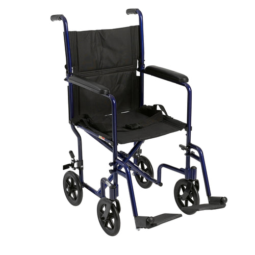 Lightweight Transport Wheelchair, 19" Seat, Blue RIO Medical Supplies