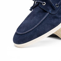 Zelli Italia 16-675-NVY VENICE Italian Sueded Goatskin Boat Shoes, Navy