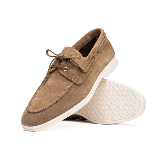 Zelli Italia 16-675-TPE VENICE Italian Sueded Goatskin Boat Shoes, Taupe
