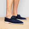 Zelli Italia 16-675-NVY VENICE Italian Sueded Goatskin Boat Shoes, Navy