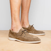 Zelli Italia 16-675-TPE VENICE Italian Sueded Goatskin Boat Shoes, Taupe