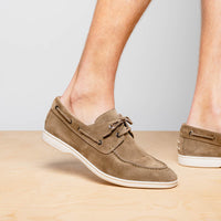 Zelli Italia 16-675-TPE VENICE Italian Sueded Goatskin Boat Shoes, Taupe