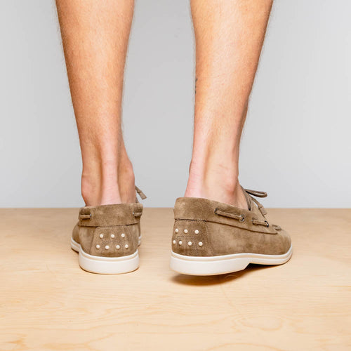Zelli Italia 16-675-TPE VENICE Italian Sueded Goatskin Boat Shoes, Taupe