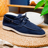 Zelli Italia 16-675-NVY VENICE Italian Sueded Goatskin Boat Shoes, Navy
