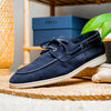Zelli Italia 16-675-NVY VENICE Italian Sueded Goatskin Boat Shoes, Navy