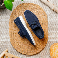Zelli Italia 16-675-NVY VENICE Italian Sueded Goatskin Boat Shoes, Navy