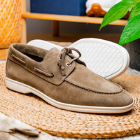 Zelli Italia 16-675-TPE VENICE Italian Sueded Goatskin Boat Shoes, Taupe