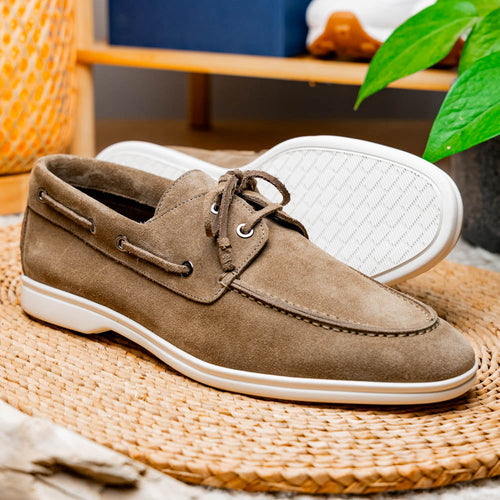 Zelli Italia 16-675-TPE VENICE Italian Sueded Goatskin Boat Shoes, Taupe