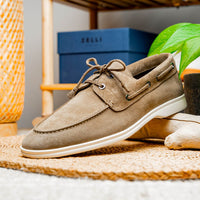 Zelli Italia 16-675-TPE VENICE Italian Sueded Goatskin Boat Shoes, Taupe