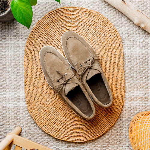 Zelli Italia 16-675-TPE VENICE Italian Sueded Goatskin Boat Shoes, Taupe