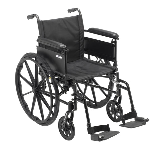Cruiser X4 Lightweight Dual Axle Wheelchair with Adjustable Detachable Arms, Full Arms, Swing Away Footrests, 20" Seat RIO Medical Supplies